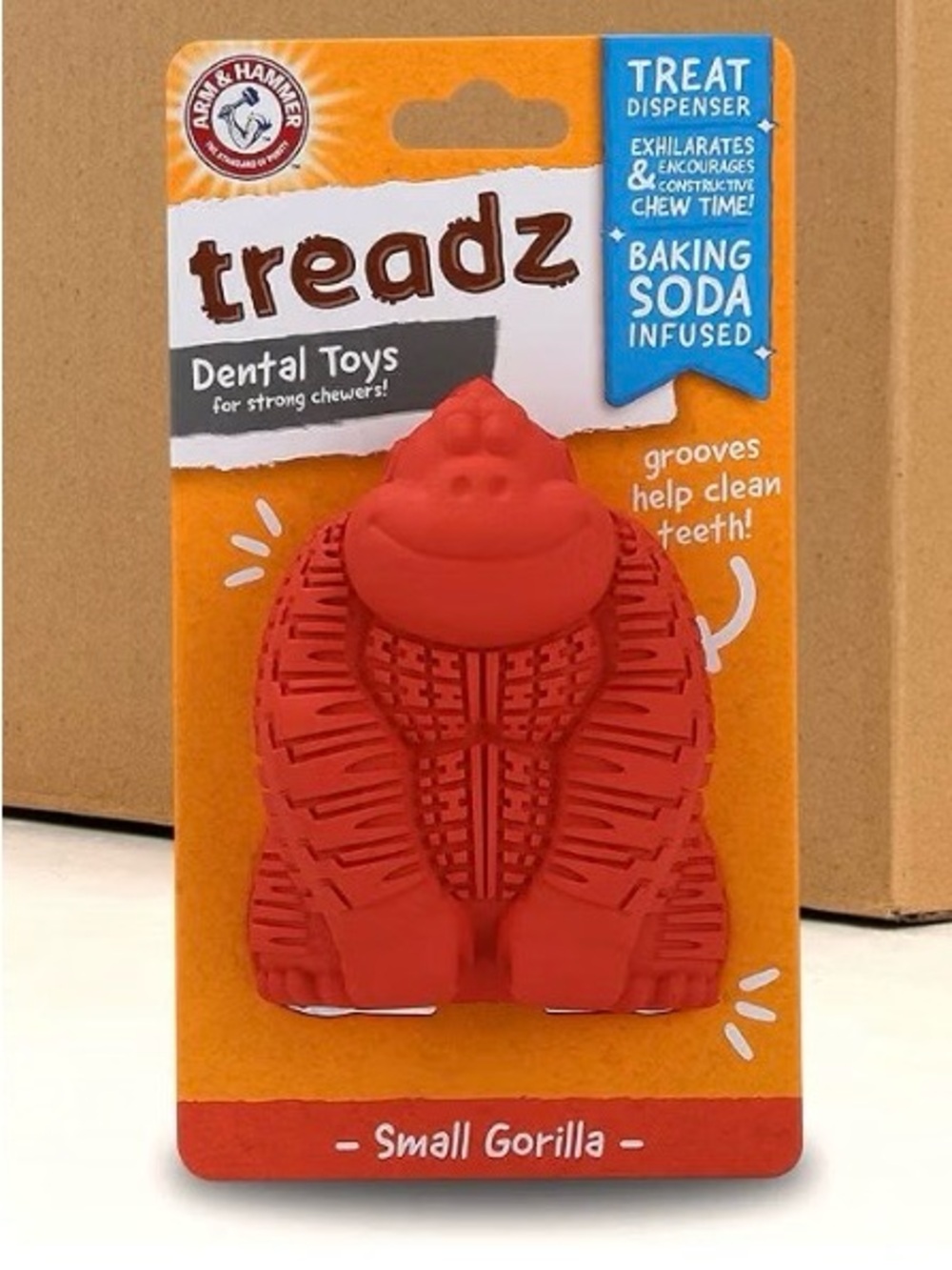 Arm & Hammer Treadz Small Gorilla Dental Toy - Red. 2 PACK
